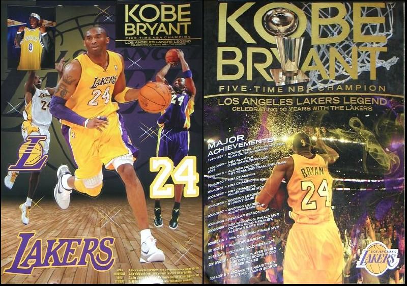 KOBE BRYANT ~ 5 TIME LAKERS CHAMPION POSTER ~ Last Ones! | eBay